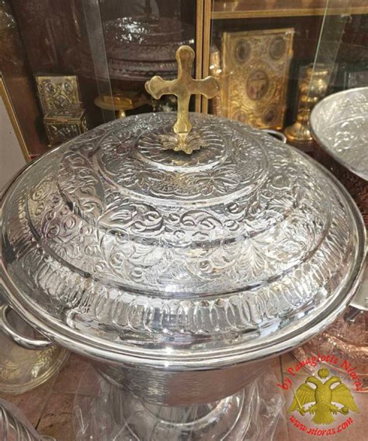 Nickel Hand Carved Holy Orthodox Baptismal Font