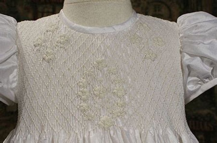 Silk Dupioni Gown with Smocked Bodice,Baptism and Christening Outfits, Dresses & Suits. — Blessed Celebration